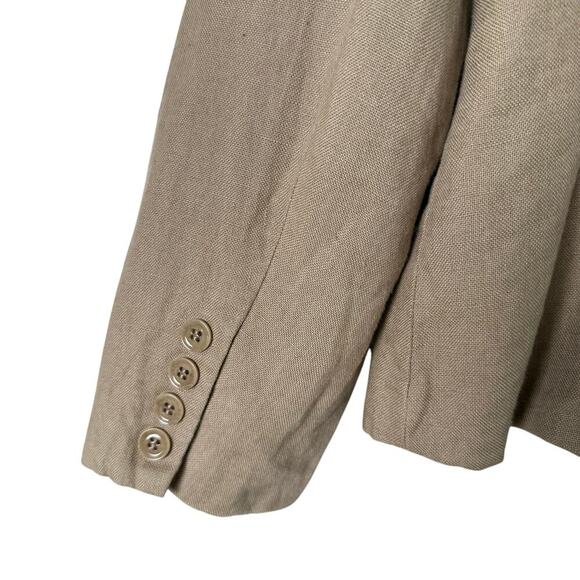 Talbots 100% Irish Linen Blazer Tan Beige Three-Button Fully Lined, Size 12P - Picture 8 of 9